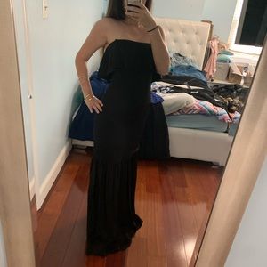 Jill Stuart Black Strapless Mermaid Ruffles Gown